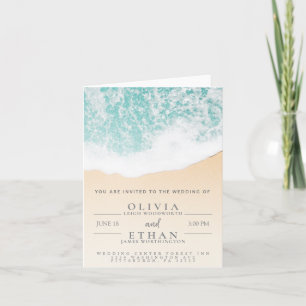 Tropical Beach Waves Wedding Invitation Card