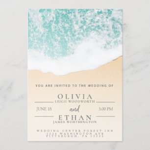Tropical Beach Waves Wedding Invitation Template