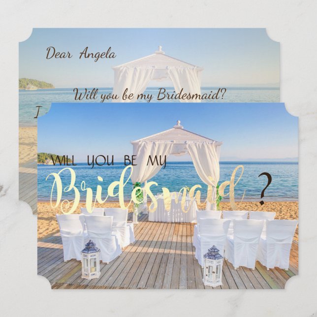 Tropical Beach Wedding Arbor  Bridesmaid Card (Front/Back)