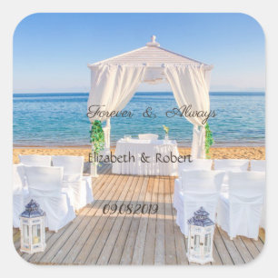 Tropical Beach Wedding  Arbor Square Sticker