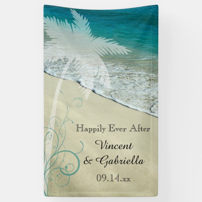 Tropical Beach Wedding Banner (Vertical)