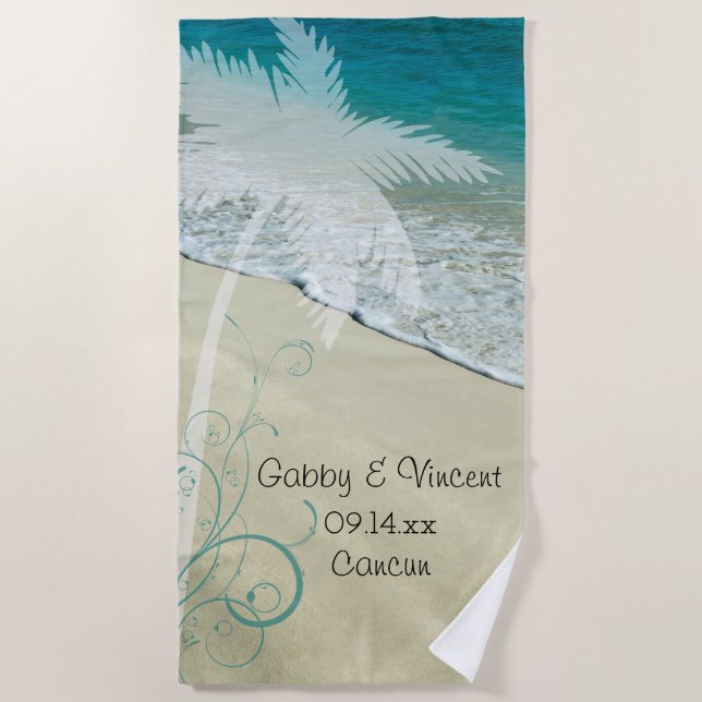 Tropical Beach Wedding Beach Towel (Front)