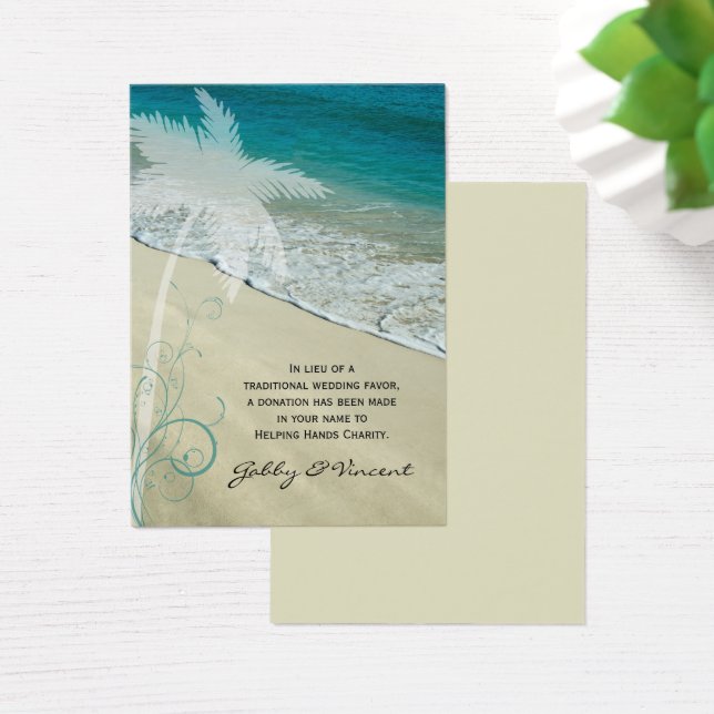 Tropical Beach Wedding Charity Favour Card (Desk)