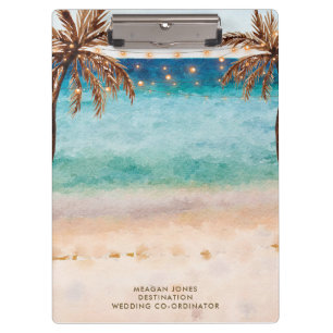tropical beach wedding coordinator clipboard