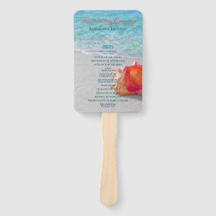 Tropical Beach Wedding Coral Seashell Modern Hand Fan