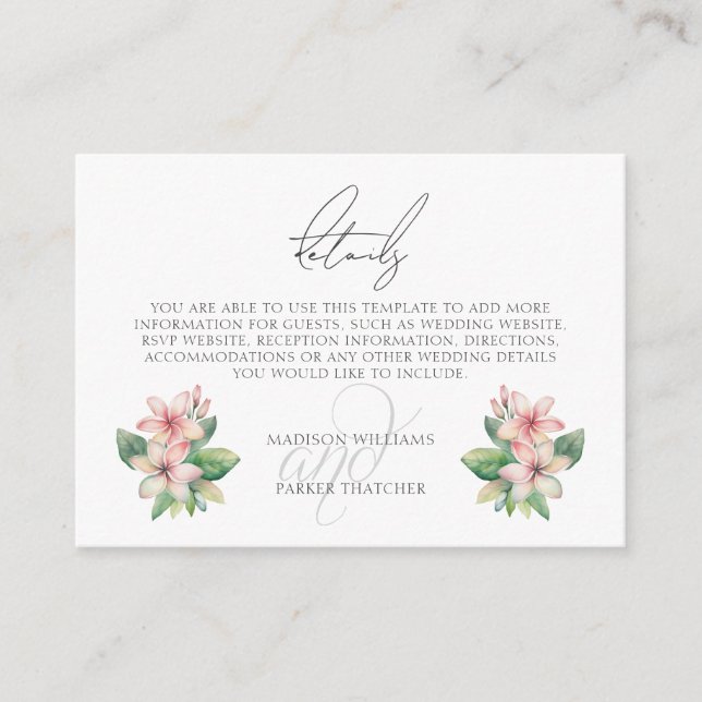 Tropical Beach Wedding Details Enclosure Card (Front)