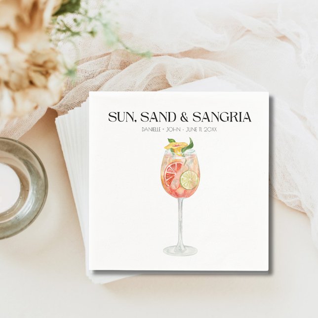 Tropical Beach Wedding Drink Bar Napkins (Custom Signature Cocktail Wedding Napkins)