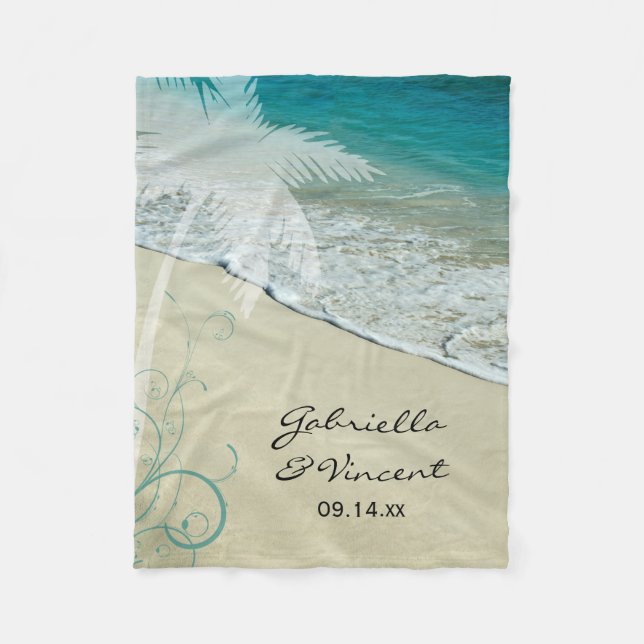 Tropical Beach Wedding Fleece Blanket (Front)