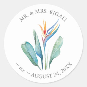 Tropical Beach Wedding Gift Sticker Label