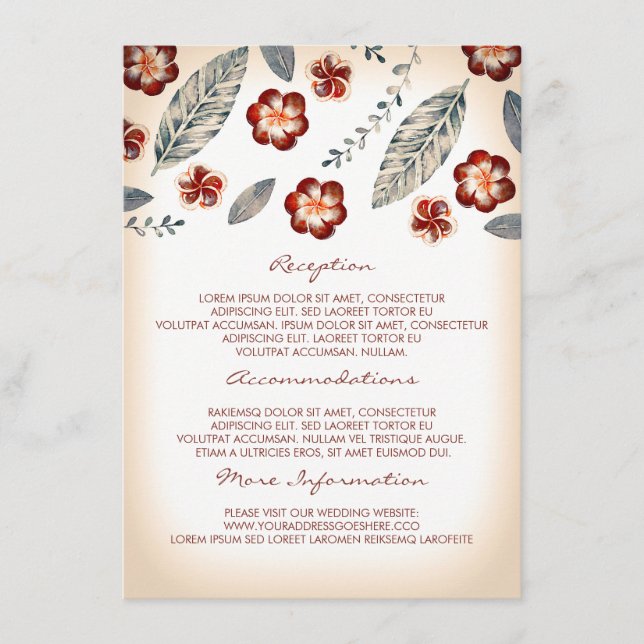 Tropical Beach Wedding Information Guest Card (Front)