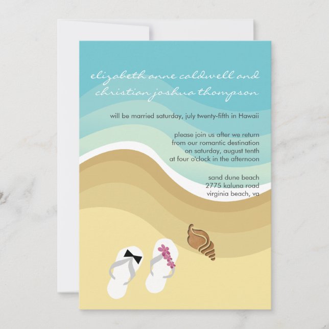 Tropical Beach Wedding Invitation (Front)