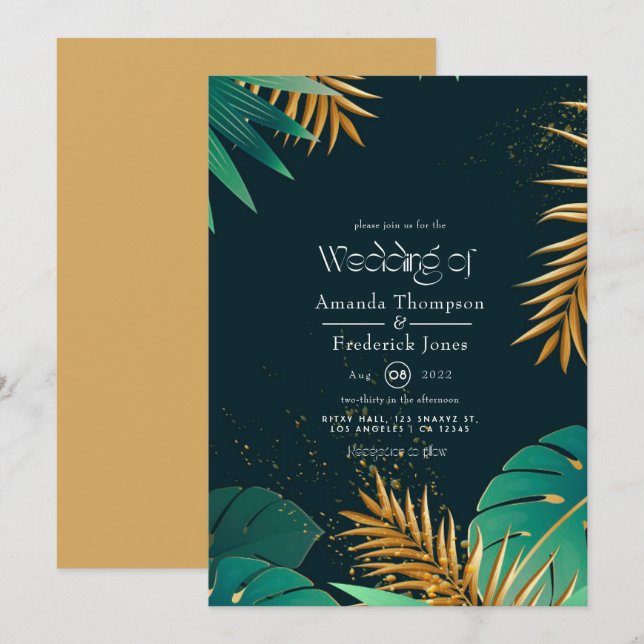 Tropical Beach Wedding Invitation (Front/Back)