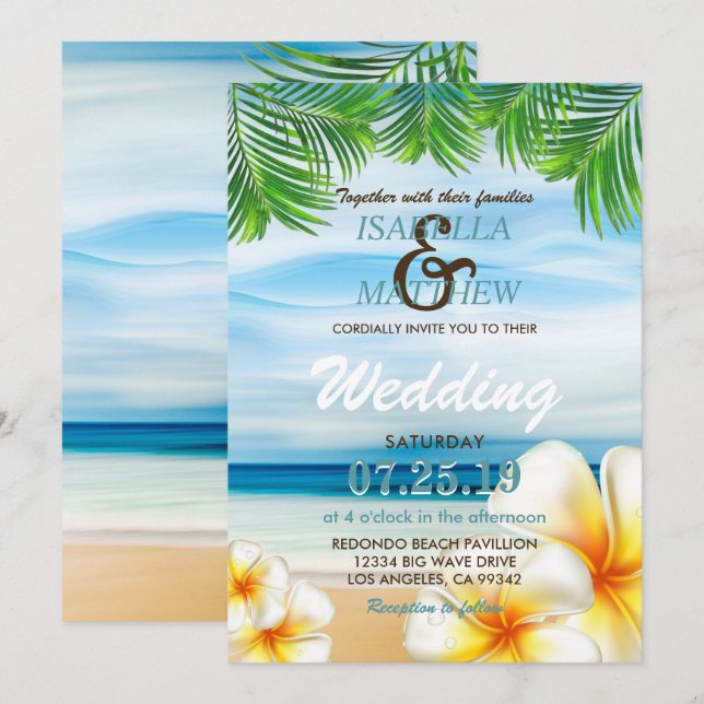 Tropical Beach Wedding | Invitations (Front/Back)