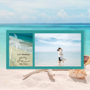 Tropical Beach Wedding Just Married Announcement