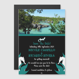 Tropical Beach Wedding Magnetic Save The Dates Magnetic Invitation