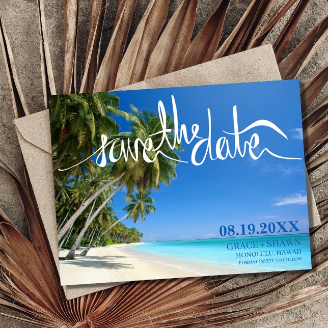 Tropical Beach Wedding Photo  Announcement (Creator Uploaded)