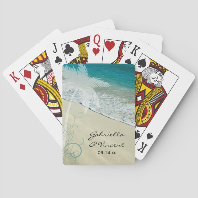 Tropical Beach Wedding Playing Cards (Back)