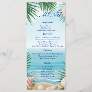 Tropical Beach Wedding Reception Menu Card