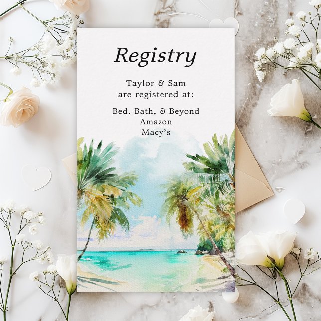 Tropical Beach Wedding Registry Enclosure Card (Creator Uploaded)