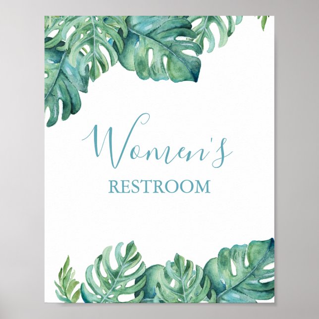 Tropical Beach Wedding Restroom Sign (Front)