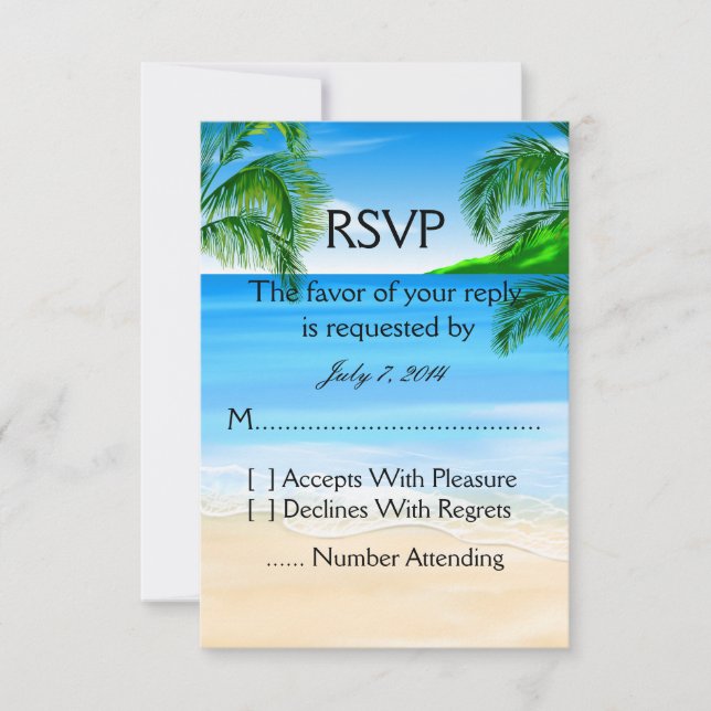 Tropical Beach Wedding RSVP Card (Front)