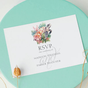 Tropical Beach Wedding RSVP Meal Choice Postcard