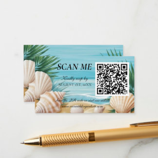 Tropical Beach Wedding RSVP QR Code Enclosure Card