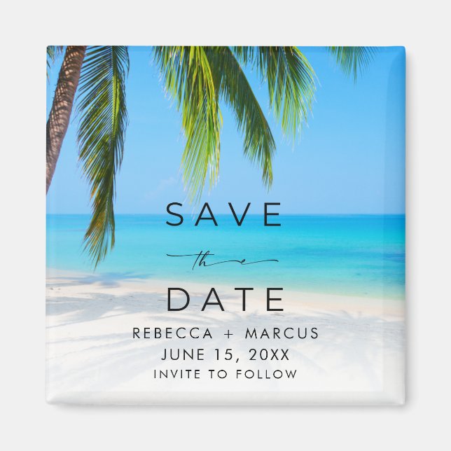 Tropical Beach Wedding Save the Date Magnet (Front)
