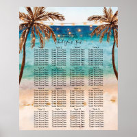 tropical beach wedding seating chart sign