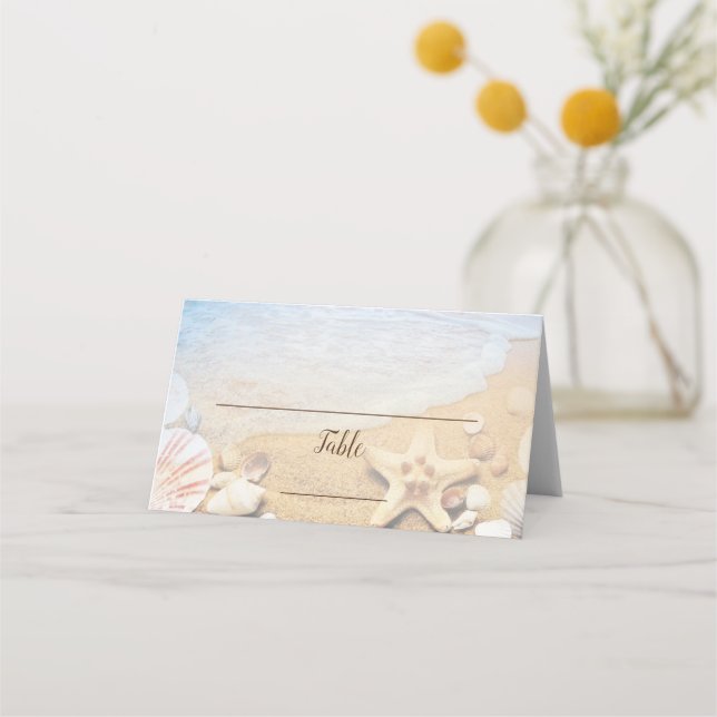 Tropical Beach Wedding Table Assignment Place Card (Front)
