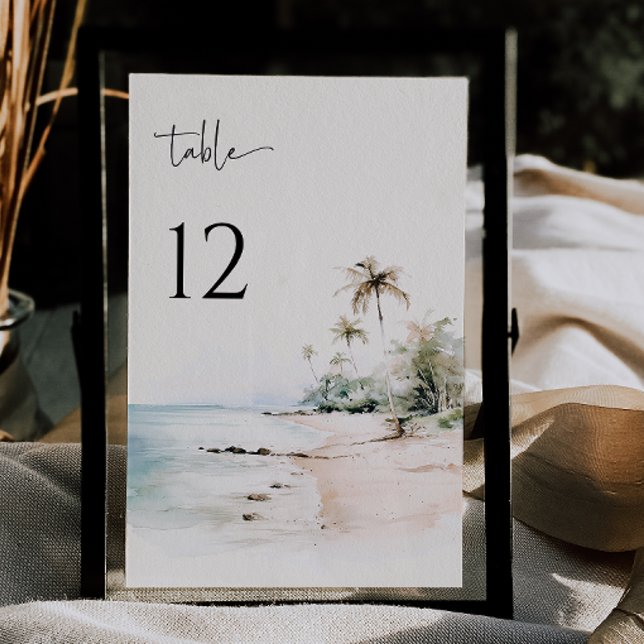 Tropical Beach Wedding Table Number Card (Creator Uploaded)