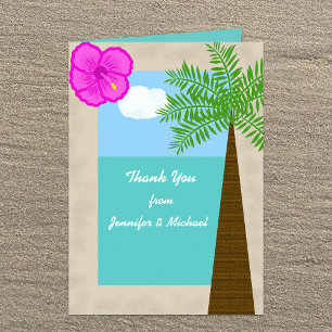 Tropical Beach Wedding Thank You Card