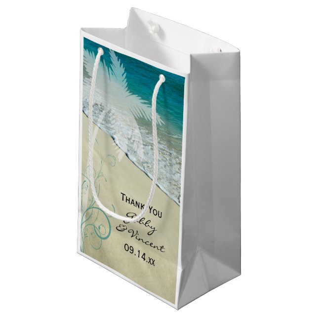 Tropical Beach Wedding Thank You Small Gift Bag (Front Angled)