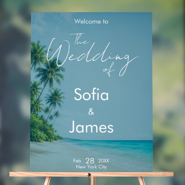 Tropical Beach Wedding Welcome Sign  (Neutral)