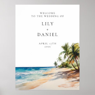 Tropical Beach Wedding Welcome Sign