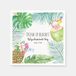 Tropical Beach Weekend Bachelorette Cocktail Napkin