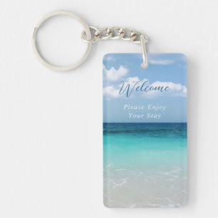 Tropical Beach Welcome Key Ring