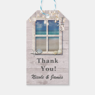 Tropical Beach Window White Wood Elegant Coastal Gift Tags