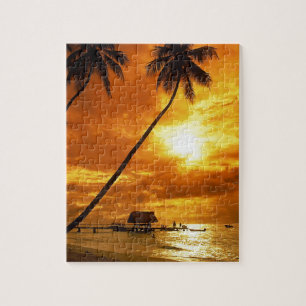 TROPICAL BEACH WISH YOU WERE HERE CUSTOM POSTCARD JIGSAW PUZZLE