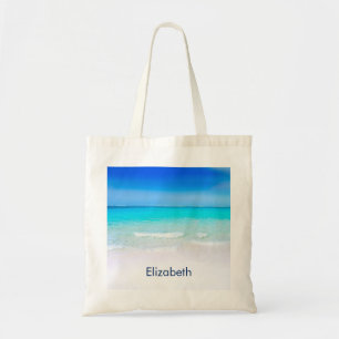 Tropical Beach with a Turquoise Sea Custom Tote Bag