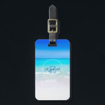 Tropical Beach with a Turquoise Sea Monogram Luggage Tag<br><div class="desc">Personalised luggage tag with a scenic image of a sandy tropical beach. A beauitful  turquoise blue sea in the distance and crystal clear waters caressing a sandy beach. A bright blue sky in the background.</div>
