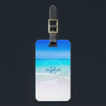Tropical Beach with a Turquoise Sea Monogram Luggage Tag<br><div class="desc">Personalised luggage tag with a scenic image of a sandy tropical beach. A beauitful  turquoise blue sea in the distance and crystal clear waters caressing a sandy beach. A bright blue sky in the background.</div>