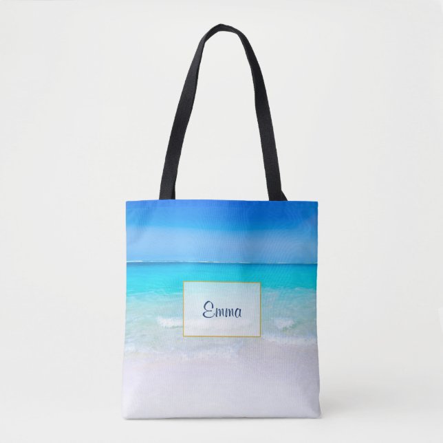 Tropical Beach with a Turquoise Sea Personalised Tote Bag (Front)