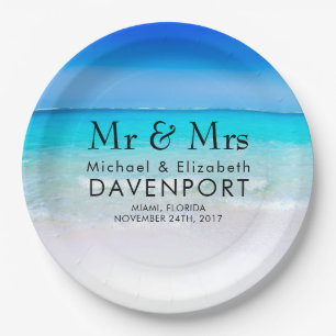 Tropical Beach with a Turquoise Sea Wedding Paper Plate