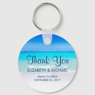 Tropical Beach with a Turquoise Sea Wedding Thanks Key Ring