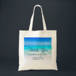 Tropical Beach with a Turquoise Sea Wedding Tote Bag<br><div class="desc">A Wedding Thank You tote bag with a sandy tropical beach. A gorgeous turquoise sea in the distance and crystal clear waters caressing a sandy beach. A bright blue sky in the background.</div>