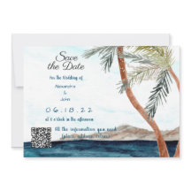 Tropical Beach with Lights Save the Date