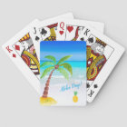 Tropical Beach with Palm Tree Aloha Playing Cards