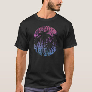 tropical beach with palm trees in vintage style Pr T-Shirt
