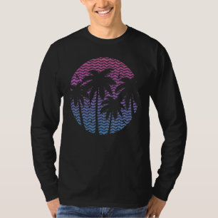 Tropical Beach With Palm Trees In Vintage Style T-Shirt